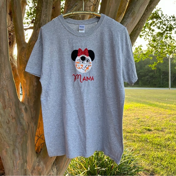 DISNEY Embroidered Mouse Ears STAR WARS BB8  “MAMA” T-Shirt size L - Picture 2 of 13